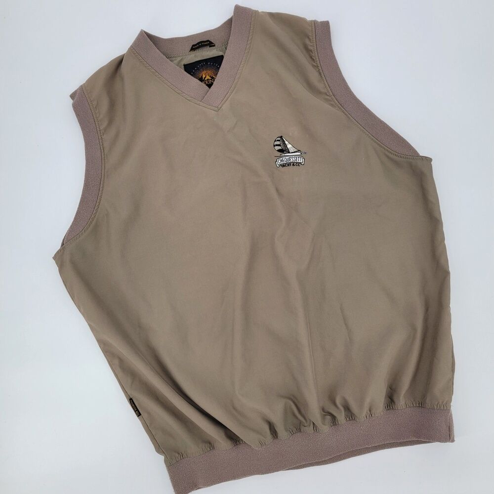 Sun Mountain Mens L Tan Performance Outerwear Sleeveless Pullover V-Neck Vest
